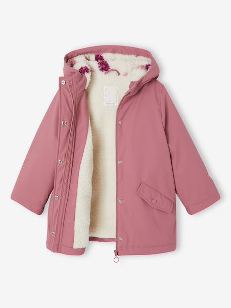 Ciré fille à capuche doublé sherpa anthracite+indigo+mauve+multicolore+vert 12 - vertbaudet enfant 