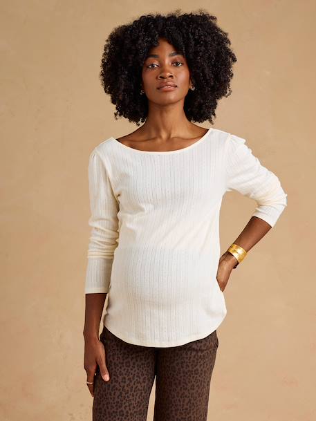 T-shirt de grossesse manches longues écru 1 - vertbaudet enfant 