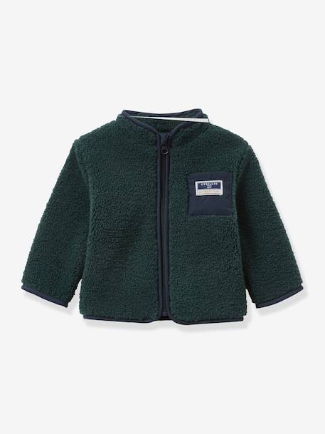Gilet zippé sherpa bébé vert sapin 1 - vertbaudet enfant 
