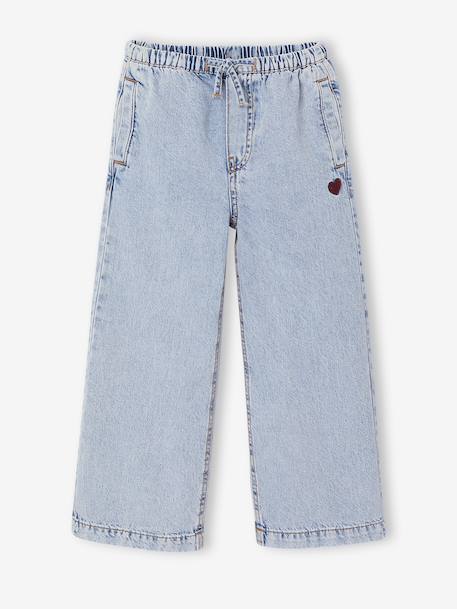 Pantalon large fille denim bleached 1 - vertbaudet enfant 