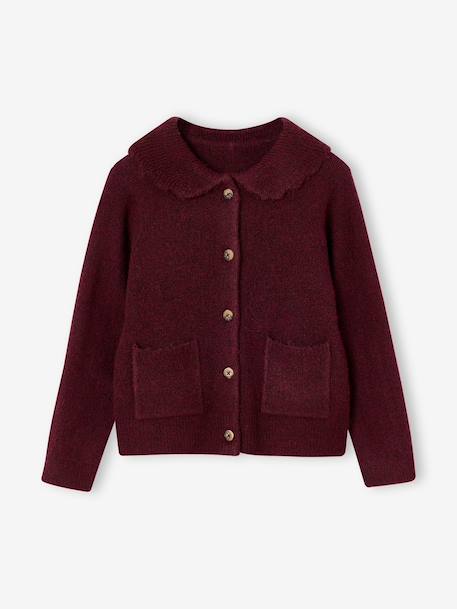 Gilet col boutonné fille bordeaux 1 - vertbaudet enfant 