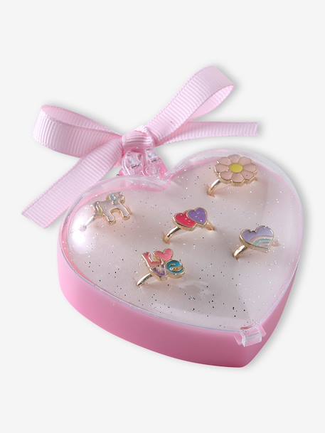 Coffret de 5 bagues fille rose+rose pâle 2 - vertbaudet enfant 