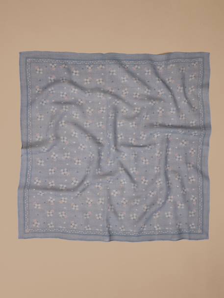 Foulard imprimé en laine fille Bleu grise+Ecru 4 - vertbaudet enfant 