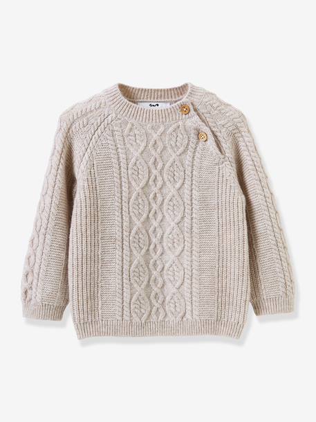 Pull torsadé beige 1 - vertbaudet enfant 