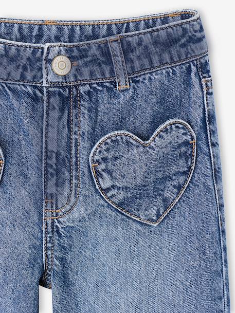 Jean large fille bleu moyen+denim brut 3 - vertbaudet enfant 