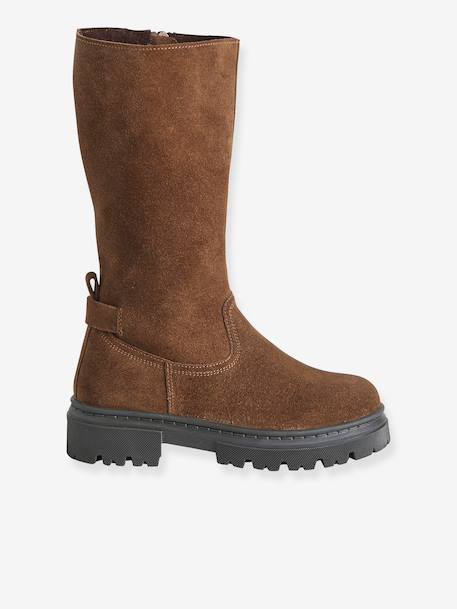 Boots fille en cuir zippées marron 2 - vertbaudet enfant 
