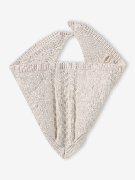 Ensemble bébé tricot bonnet, moufles et bandana écru 3 - vertbaudet enfant 