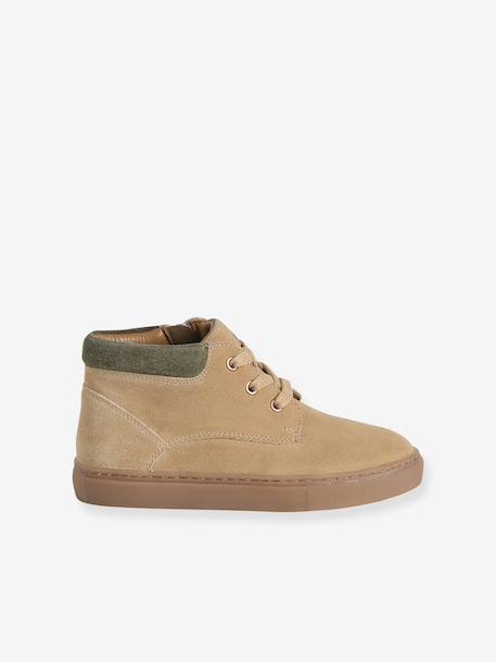Baskets enfant garçon cuir montantes zippées et élastiquées beige+marine 2 - vertbaudet enfant 