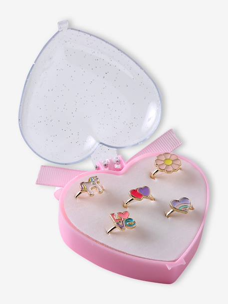 Coffret de 5 bagues fille rose+rose pâle 3 - vertbaudet enfant 