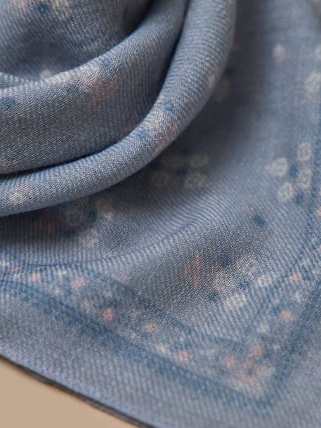 Foulard imprimé en laine fille Bleu grise+Ecru 2 - vertbaudet enfant 