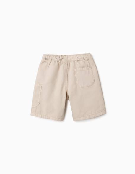 Short midi cargo en coton avec cordon de serrage Beige clair+Vert foncé 2 - vertbaudet enfant 