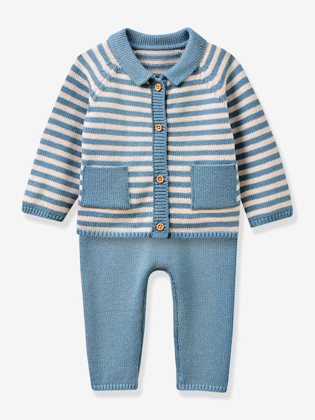 Ensemble naissance marin rayé rayé bleu 1 - vertbaudet enfant 