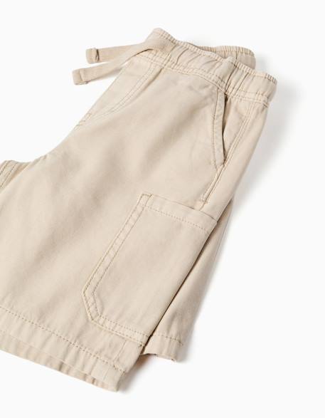 Short midi cargo en coton avec cordon de serrage Beige clair+Vert foncé 4 - vertbaudet enfant 