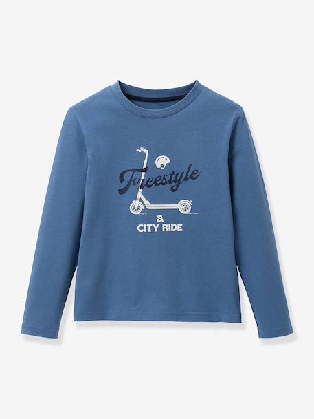 T-shirt manches longues imprimé bleu grisé 1 - vertbaudet enfant 