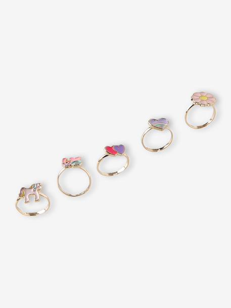 Coffret de 5 bagues fille rose+rose pâle 1 - vertbaudet enfant 