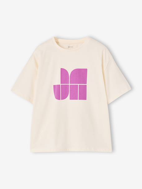 T-shirt manches courtes fille anthracite+écru 4 - vertbaudet enfant 