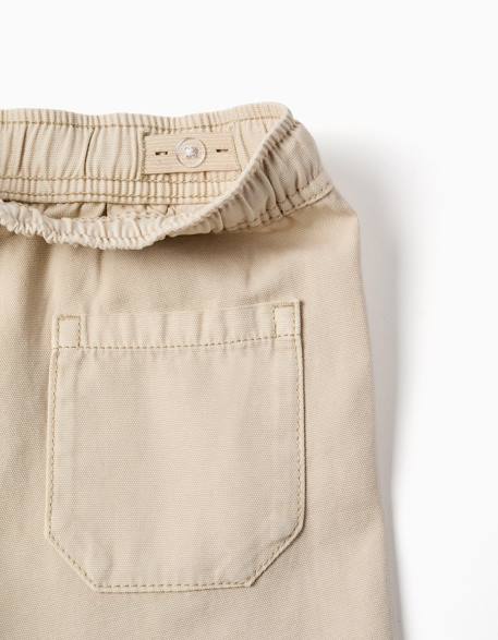 Short midi cargo en coton avec cordon de serrage Beige clair+Vert foncé 3 - vertbaudet enfant 