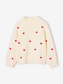 -Pull fille manches longues col rond