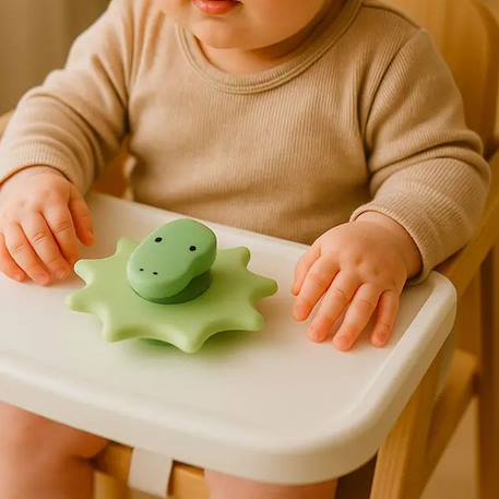 Jouet d'éveil spinner à ventouse dinosaure Vert clair, dinosaure 4 - vertbaudet enfant 