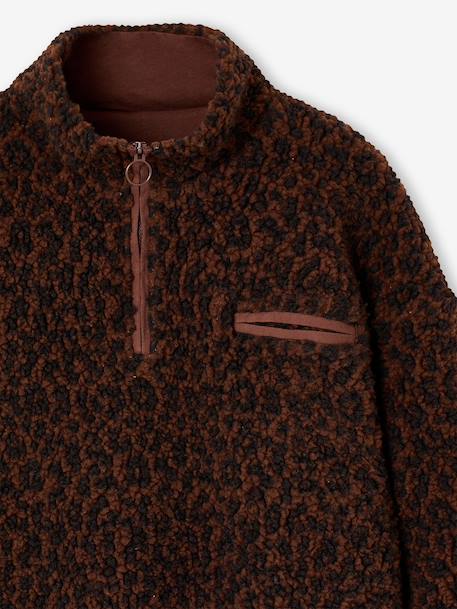 Sweat sherpa fille col montant zippé chocolat 7 - vertbaudet enfant 