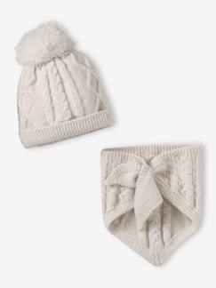 Ensemble bébé tricot bonnet, moufles et bandana  - vertbaudet enfant