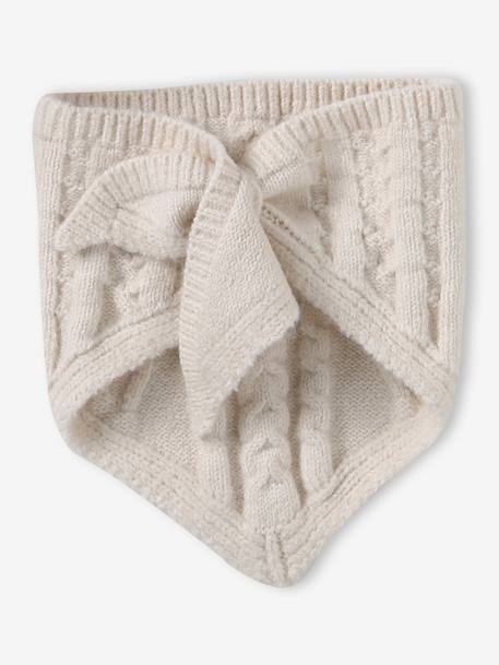 Ensemble bébé tricot bonnet, moufles et bandana écru 2 - vertbaudet enfant 
