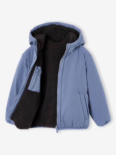 Blouson réversible à capuche garçon bleu grisé+vert sapin 3 - vertbaudet enfant 