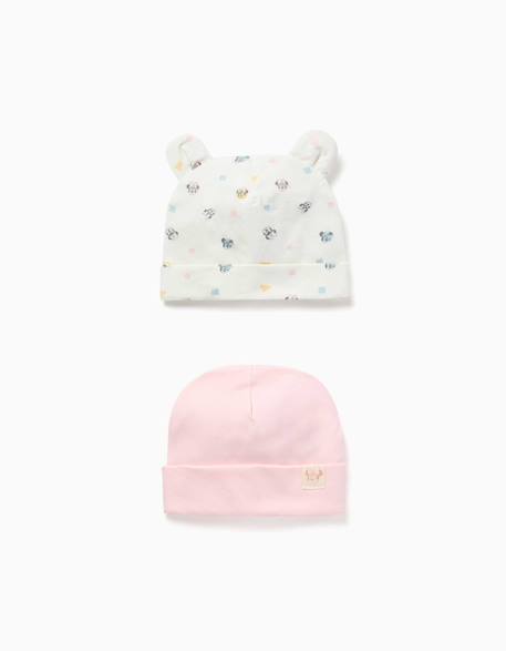 Bébé-Accessoires-Bonnet, écharpe, gants-Lot de 2 bonnets en coton avec motif minnie