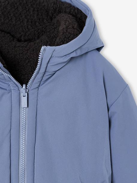 Blouson réversible à capuche garçon bleu grisé+vert sapin 8 - vertbaudet enfant 