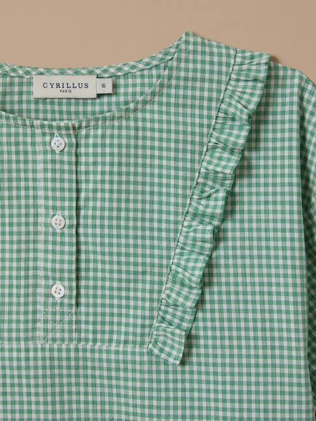 Blouse imprimée vichy fille Mini carreaux vert 2 - vertbaudet enfant 