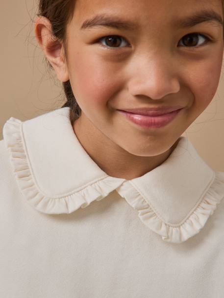 Sweat fille col volanté Ecru 3 - vertbaudet enfant 