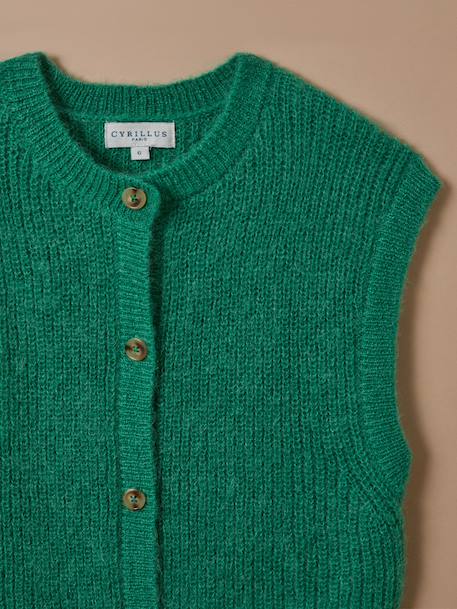Cardigan fille laine et mohair Gazon+Vert d'eau 2 - vertbaudet enfant 