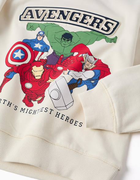 Sweat en coton peigné avec imprimé en relief avengers Blanc 3 - vertbaudet enfant 