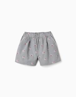 Short en coton à motif vichy et imprimé floral  - vertbaudet enfant