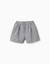 Short en coton à motif vichy et imprimé floral Bleu foncé 1 - vertbaudet enfant 