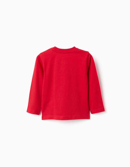 T-shirt en coton à manches longues avec imprimé zy en relief Blanc+Rouge 5 - vertbaudet enfant 