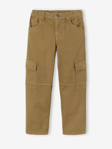 Pantalon battle garçon bleu jean+olive 8 - vertbaudet enfant 