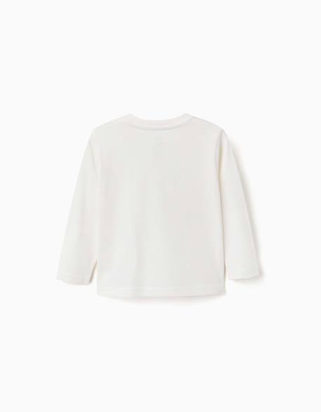 T-shirt en coton à manches longues avec imprimé zy en relief Blanc+Rouge 2 - vertbaudet enfant 