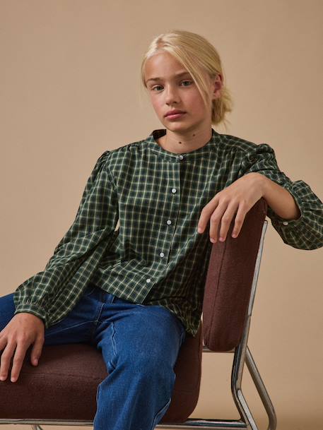 Chemise à carreaux fille Carreaux vert 4 - vertbaudet enfant 