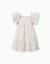 Robe en coton avec motif floral et volants Beige clair 1 - vertbaudet enfant 