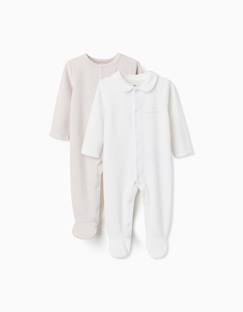Bébé-Pyjama, surpyjama-Lot de 2 pyjamas unis/à rayures en velours