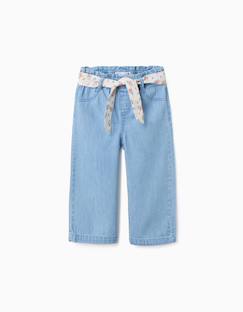 Bébé-Pantalon, jean-Pantalon en jean à jambe large avec ceinture à motif floral