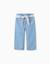 Pantalon en jean à jambe large avec ceinture à motif floral Bleu 1 - vertbaudet enfant 