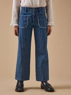 -Pantalon droit rayé festonné fille