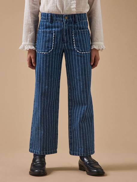 Pantalon droit rayé festonné fille Rayure tennis 1 - vertbaudet enfant 