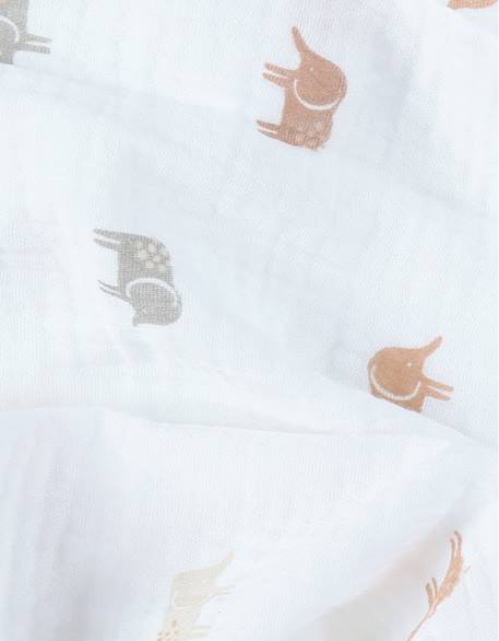 Set de 3 langes éléphant en mousseline Blanc, marron 5 - vertbaudet enfant 