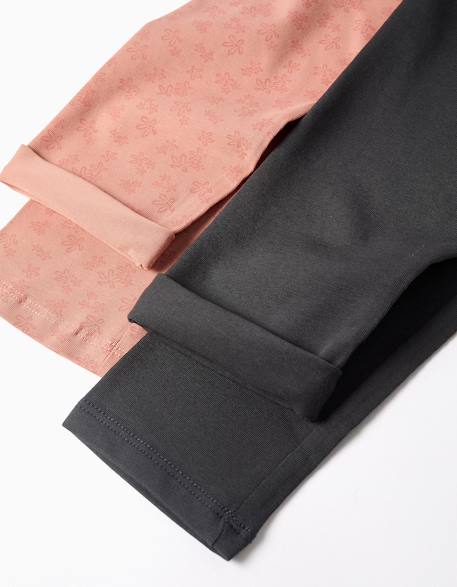 Lot de 2 leggings unis et imprimés Rose+Vert clair 4 - vertbaudet enfant 