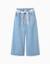 Pantalon en jean à jambe large avec ceinture à motif floral Bleu 1 - vertbaudet enfant 