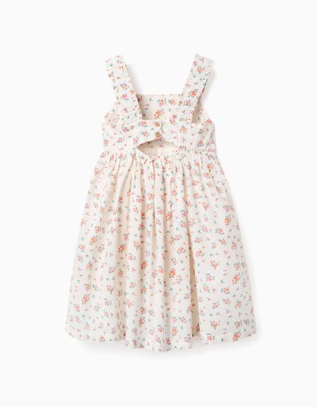 Robe sans manches en coton avec motif floral Beige clair 2 - vertbaudet enfant 