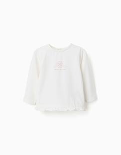 -T-shirt en coton à manches longues avec ourlet volanté